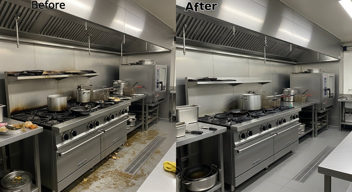 Signs Your Exhaust System Is a Fire Hazard article image showing commercial kitchen compliance and cleaning