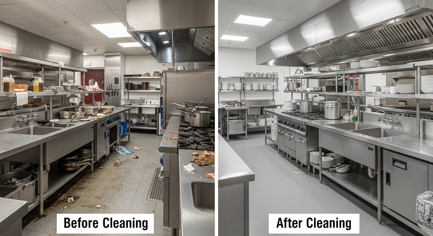 Can a Restaurant Be Shut Down for Hood Issues? article image showing commercial kitchen compliance and cleaning